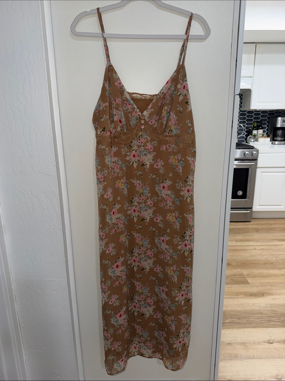 NWT Cider Khaki Floral Slip Dress  with Adjustable Straps | 1XL